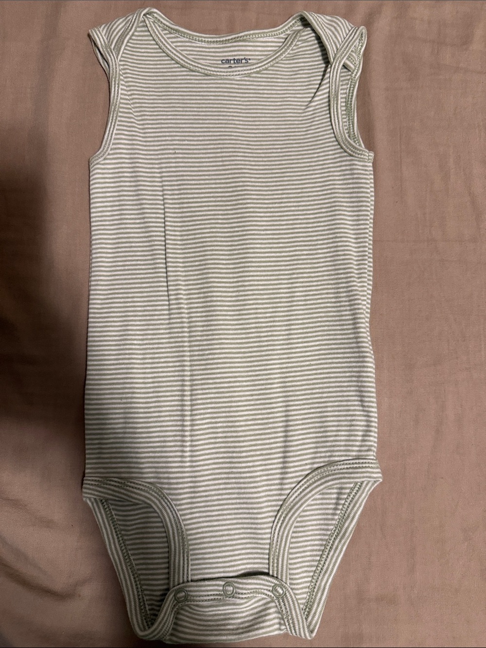 NWOT 24 months Carter's Light Gray & White Striped Sleeveless Bodysuit